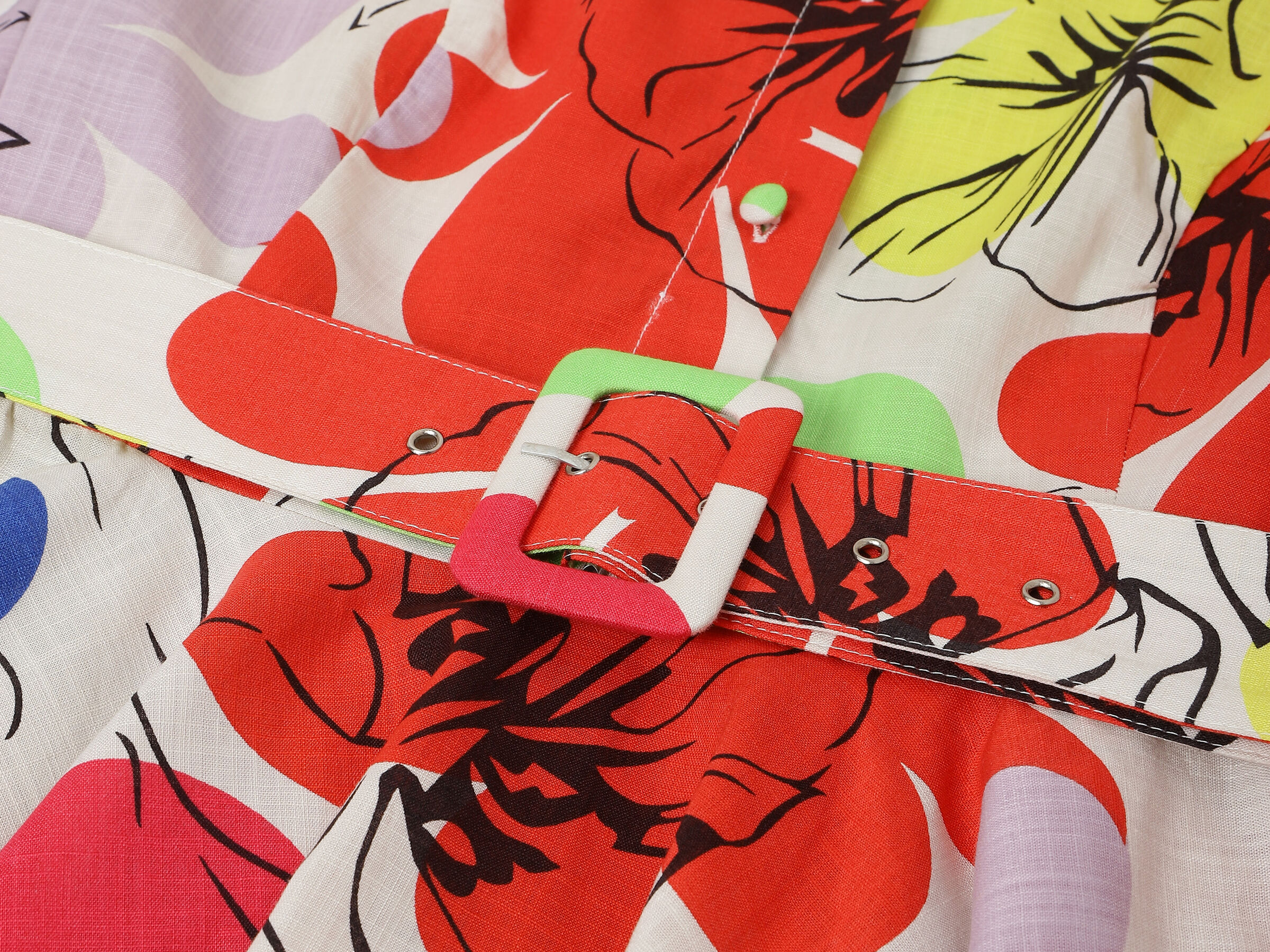 S/S PRINTED SHORT FLARE DRESS WITH BELT image number 10